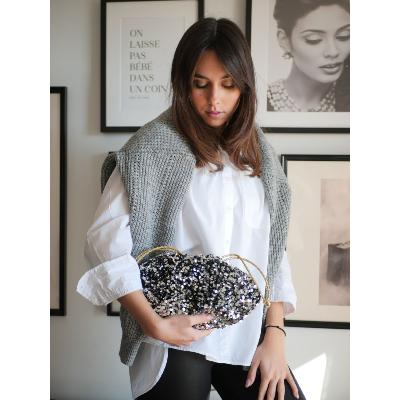 Bourse Sequins Argent réversible glitter Argent