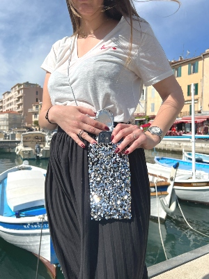 Étui téléphone sequins Argent - Glitter Argent